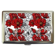 Hand Drawn Red Flowers Pattern Cigarette Money Cases by TastefulDesigns