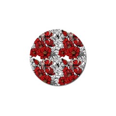 Hand Drawn Red Flowers Pattern Golf Ball Marker by TastefulDesigns