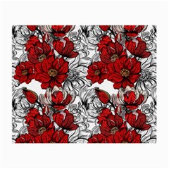 Hand Drawn Red Flowers Pattern Small Glasses Cloth by TastefulDesigns