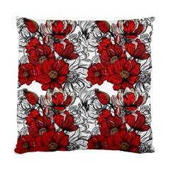 Hand Drawn Red Flowers Pattern Standard Cushion Case (one Side) by TastefulDesigns