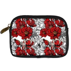 Hand Drawn Red Flowers Pattern Digital Camera Cases by TastefulDesigns