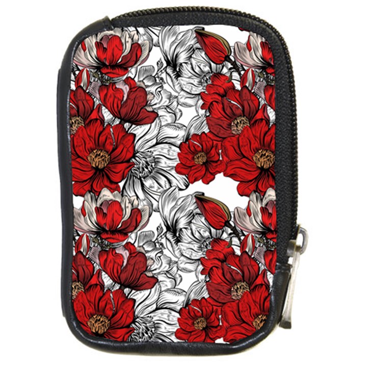 Hand Drawn Red Flowers Pattern Compact Camera Cases