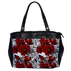 Hand Drawn Red Flowers Pattern Office Handbags by TastefulDesigns