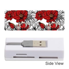 Hand Drawn Red Flowers Pattern Memory Card Reader (stick)  by TastefulDesigns