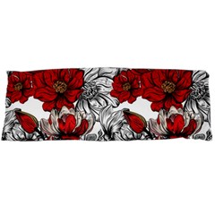 Hand Drawn Red Flowers Pattern Body Pillow Case (dakimakura) by TastefulDesigns