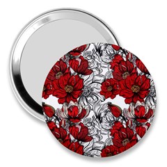 Hand Drawn Red Flowers Pattern 3  Handbag Mirrors by TastefulDesigns