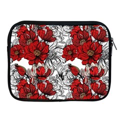 Hand Drawn Red Flowers Pattern Apple Ipad 2/3/4 Zipper Cases by TastefulDesigns