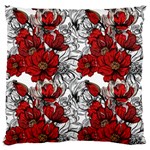 Hand Drawn Red Flowers Pattern Large Flano Cushion Case (Two Sides) Front