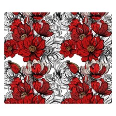 Hand Drawn Red Flowers Pattern Double Sided Flano Blanket (small)  by TastefulDesigns