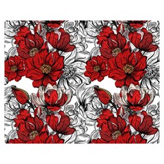 Hand Drawn Red Flowers Pattern Double Sided Flano Blanket (medium)  by TastefulDesigns