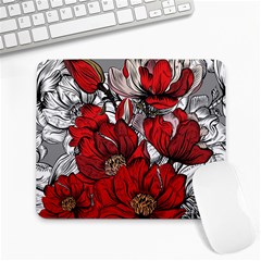 Red Flowers Pattern Large Mousepads by TastefulDesigns