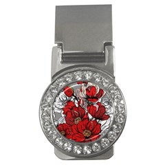 Red Flowers Pattern Money Clips (cz)  by TastefulDesigns