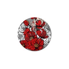 Red Flowers Pattern Golf Ball Marker (4 Pack) by TastefulDesigns