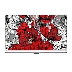 Red Flowers Pattern Business Card Holders by TastefulDesigns