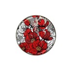 Red Flowers Pattern Hat Clip Ball Marker Front