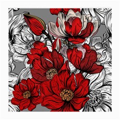 Red Flowers Pattern Medium Glasses Cloth by TastefulDesigns