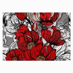 Red Flowers Pattern Large Glasses Cloth by TastefulDesigns