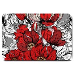 Red Flowers Pattern Large Doormat  by TastefulDesigns