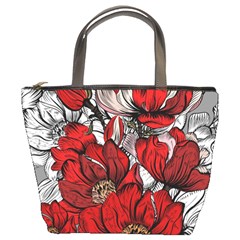 Red Flowers Pattern Bucket Bags by TastefulDesigns