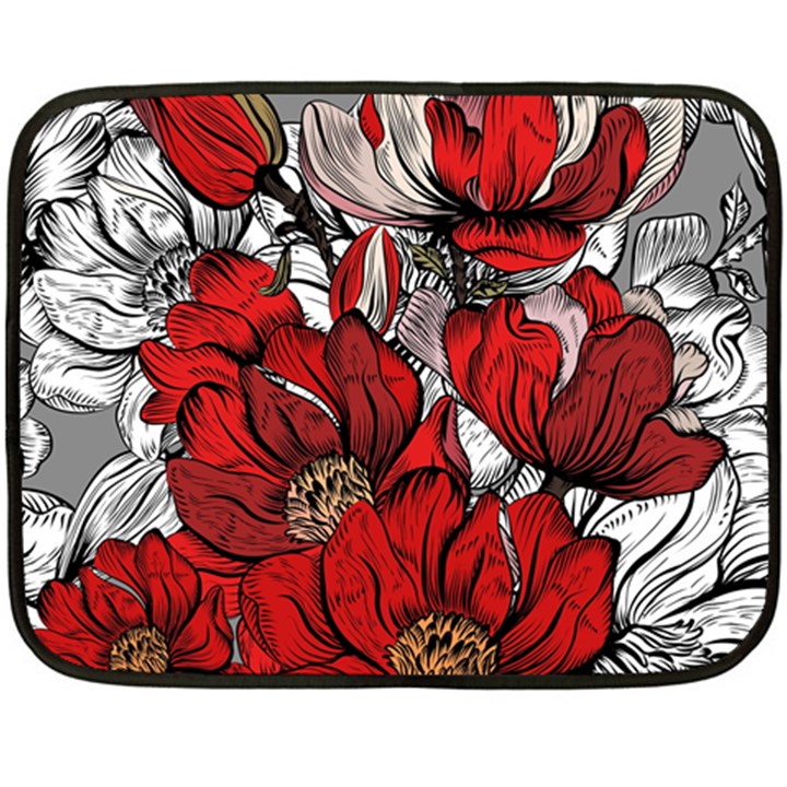 Red Flowers Pattern Fleece Blanket (Mini)