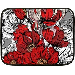 Red Flowers Pattern Double Sided Fleece Blanket (mini)  by TastefulDesigns