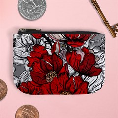 Red Flowers Pattern Mini Coin Purses by TastefulDesigns