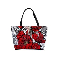 Red Flowers Pattern Shoulder Handbags by TastefulDesigns