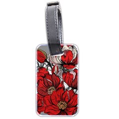 Red Flowers Pattern Luggage Tags (two Sides) by TastefulDesigns