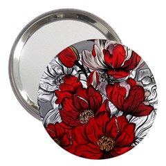 Red Flowers Pattern 3  Handbag Mirrors by TastefulDesigns