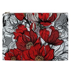 Red Flowers Pattern Cosmetic Bag (xxl)  by TastefulDesigns