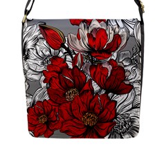 Red Flowers Pattern Flap Messenger Bag (l)  by TastefulDesigns