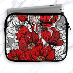 Red Flowers Pattern Apple Ipad 2/3/4 Zipper Cases by TastefulDesigns