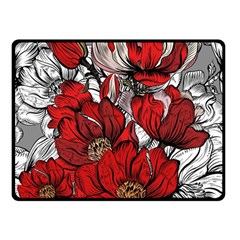 Red Flowers Pattern Double Sided Fleece Blanket (small)  by TastefulDesigns