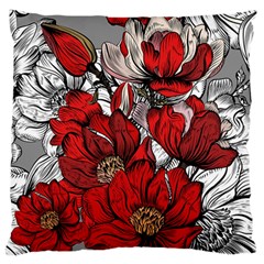 Red Flowers Pattern Standard Flano Cushion Case (two Sides) by TastefulDesigns