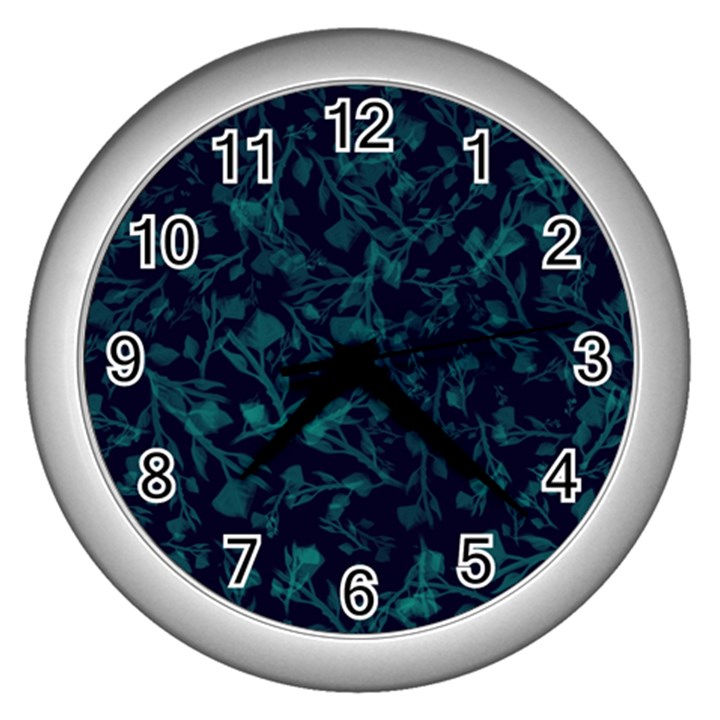 leaf pattern Wall Clocks (Silver) 