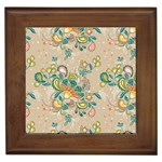 Hand drawn batik floral pattern Framed Tiles Front