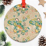 Hand drawn batik floral pattern Ornament (Round) Front