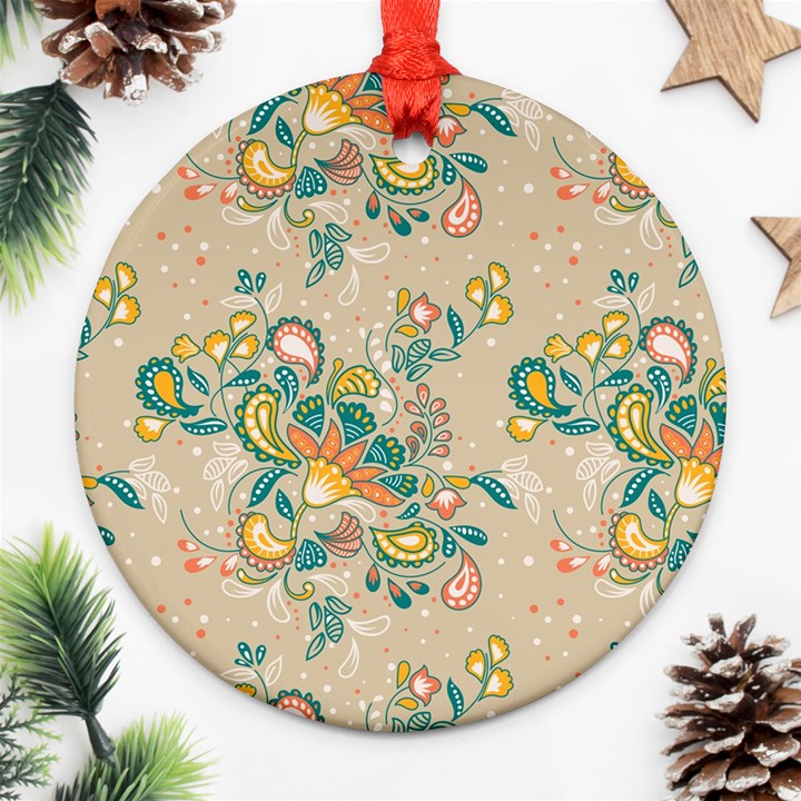 Hand drawn batik floral pattern Ornament (Round)