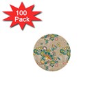 Hand drawn batik floral pattern 1  Mini Buttons (100 pack)  Front