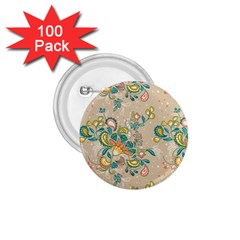 Hand drawn batik floral pattern 1.75  Buttons (100 pack) 