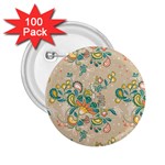 Hand drawn batik floral pattern 2.25  Buttons (100 pack)  Front