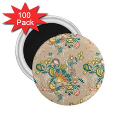 Hand Drawn Batik Floral Pattern 2 25  Magnets (100 Pack)  by TastefulDesigns