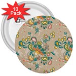 Hand drawn batik floral pattern 3  Buttons (10 pack)  Front