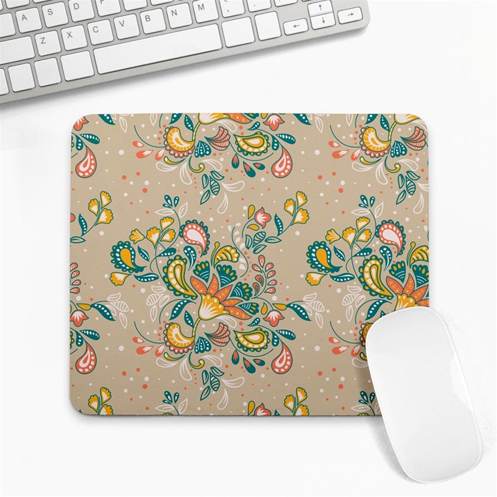 Hand drawn batik floral pattern Large Mousepads