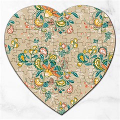 Hand Drawn Batik Floral Pattern Jigsaw Puzzle (heart) by TastefulDesigns