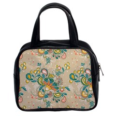 Hand drawn batik floral pattern Classic Handbags (2 Sides)