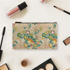 Hand drawn batik floral pattern Cosmetic Bag (Small) 