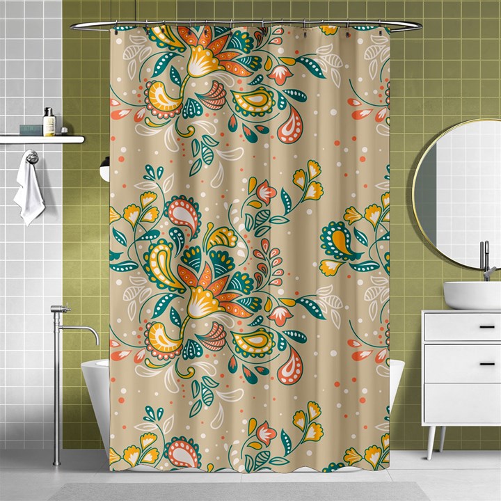 Hand drawn batik floral pattern Shower Curtain 48  x 72  (Small) 