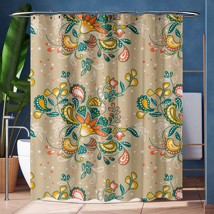 Hand drawn batik floral pattern Shower Curtain 60  x 72  (Medium) 