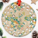 Hand drawn batik floral pattern Round Filigree Ornament (Two Sides) Back